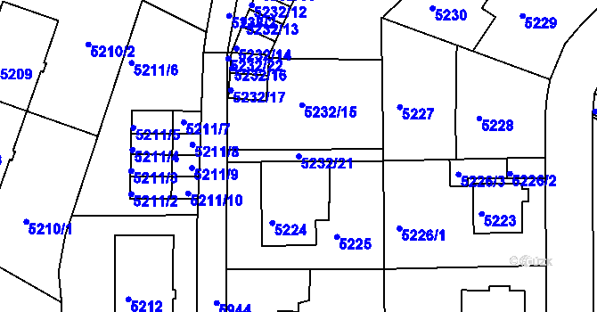 Parcela st. 5232/21 v KÚ Liberec, Katastrální mapa