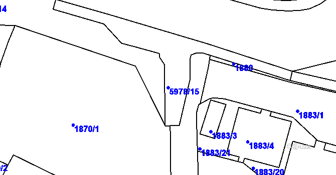 Parcela st. 5978/15 v KÚ Liberec, Katastrální mapa