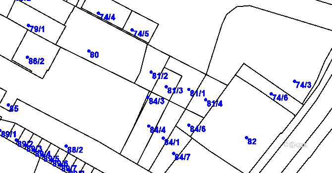 Parcela st. 81/3 v KÚ Liberec, Katastrální mapa