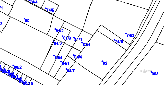 Parcela st. 81/4 v KÚ Liberec, Katastrální mapa
