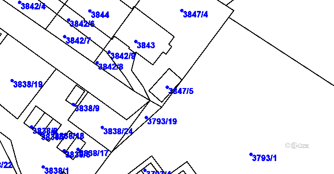 Parcela st. 3847/5 v KÚ Liberec, Katastrální mapa