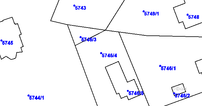 Parcela st. 5746/4 v KÚ Liberec, Katastrální mapa