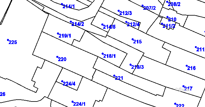 Parcela st. 218/1 v KÚ Liberec, Katastrální mapa