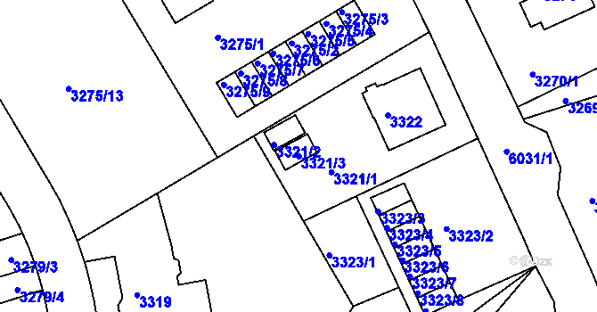 Parcela st. 3321/3 v KÚ Liberec, Katastrální mapa