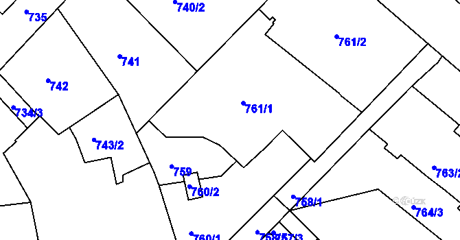Parcela st. 761/1 v KÚ Liberec, Katastrální mapa