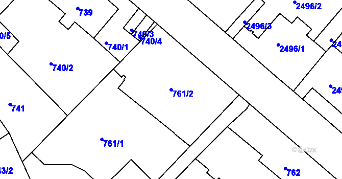 Parcela st. 761/2 v KÚ Liberec, Katastrální mapa