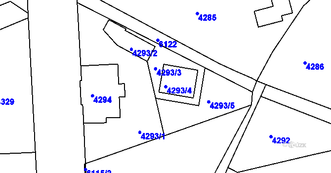 Parcela st. 4293/4 v KÚ Liberec, Katastrální mapa