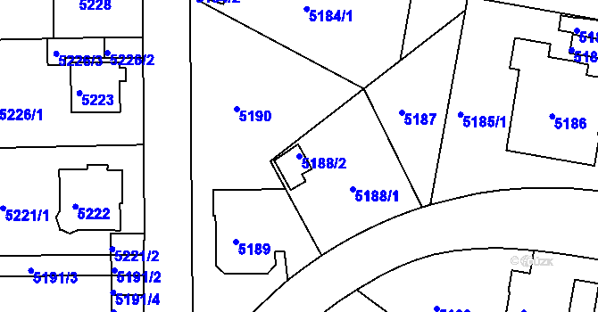 Parcela st. 5188/2 v KÚ Liberec, Katastrální mapa