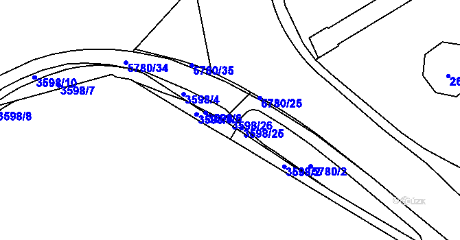 Parcela st. 3598/26 v KÚ Liberec, Katastrální mapa
