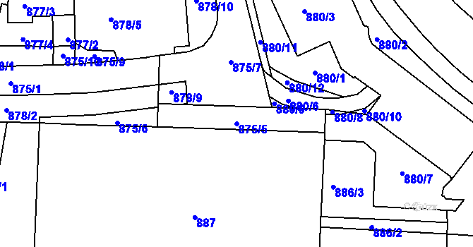 Parcela st. 875/5 v KÚ Liberec, Katastrální mapa