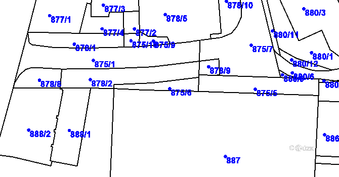 Parcela st. 875/6 v KÚ Liberec, Katastrální mapa