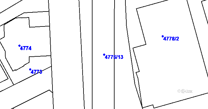 Parcela st. 4775/13 v KÚ Liberec, Katastrální mapa