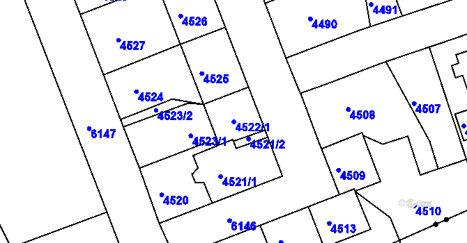 Parcela st. 4522/1 v KÚ Liberec, Katastrální mapa