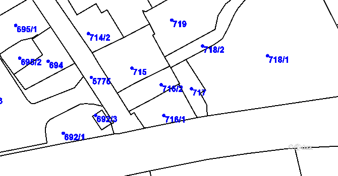 Parcela st. 716/4 v KÚ Liberec, Katastrální mapa