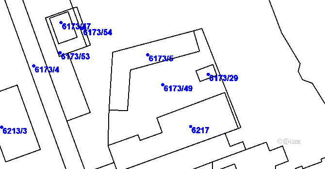 Parcela st. 6173/49 v KÚ Liberec, Katastrální mapa