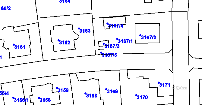 Parcela st. 3167/5 v KÚ Liberec, Katastrální mapa