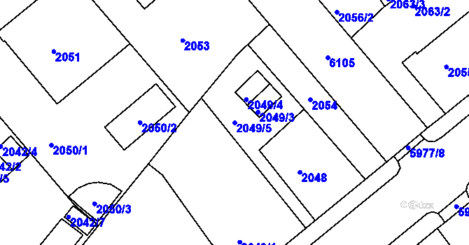 Parcela st. 2049/5 v KÚ Liberec, Katastrální mapa