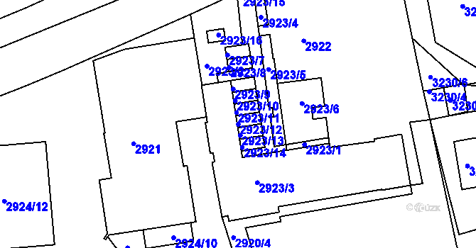 Parcela st. 2923/12 v KÚ Liberec, Katastrální mapa