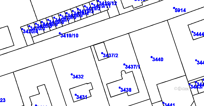 Parcela st. 3437/2 v KÚ Liberec, Katastrální mapa