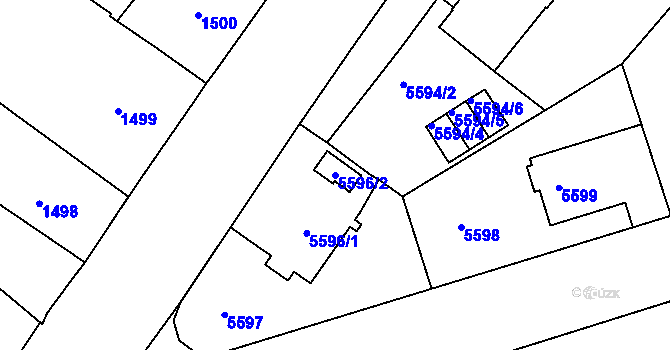 Parcela st. 5596/2 v KÚ Liberec, Katastrální mapa