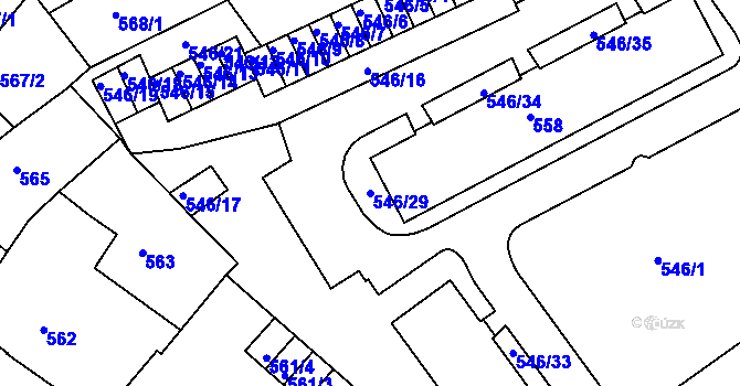Parcela st. 546/29 v KÚ Liberec, Katastrální mapa