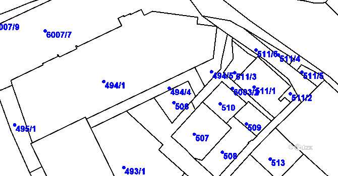 Parcela st. 494/4 v KÚ Liberec, Katastrální mapa