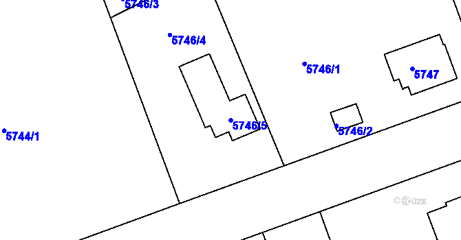 Parcela st. 5746/5 v KÚ Liberec, Katastrální mapa