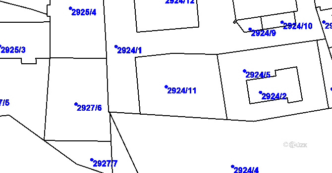 Parcela st. 2924/11 v KÚ Liberec, Katastrální mapa