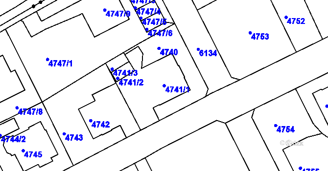 Parcela st. 4741/1 v KÚ Liberec, Katastrální mapa