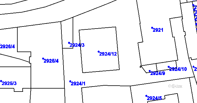 Parcela st. 2924/12 v KÚ Liberec, Katastrální mapa