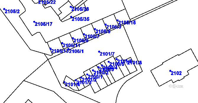 Parcela st. 2101/7 v KÚ Liberec, Katastrální mapa