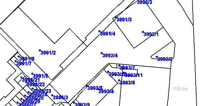 Parcela st. 3992/4 v KÚ Liberec, Katastrální mapa