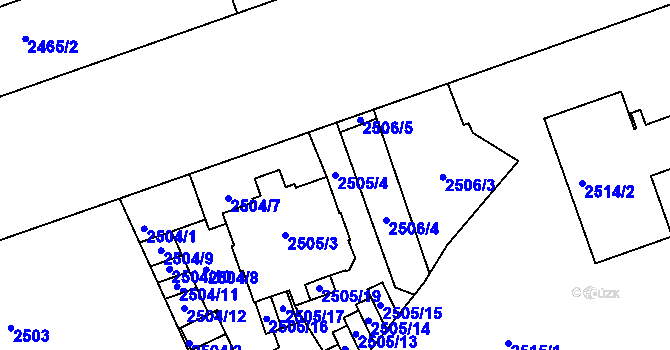 Parcela st. 2505/4 v KÚ Liberec, Katastrální mapa