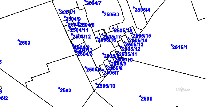 Parcela st. 2505/5 v KÚ Liberec, Katastrální mapa