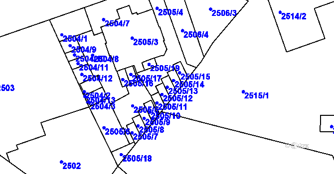 Parcela st. 2505/13 v KÚ Liberec, Katastrální mapa