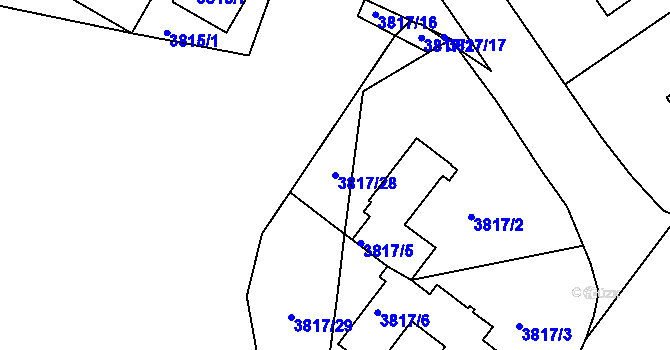 Parcela st. 3817/28 v KÚ Liberec, Katastrální mapa