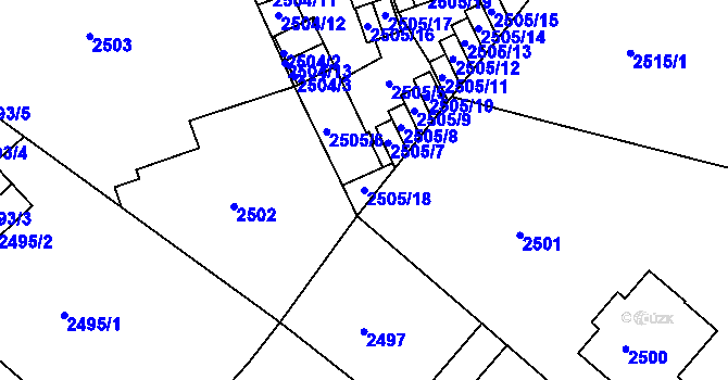 Parcela st. 2505/18 v KÚ Liberec, Katastrální mapa