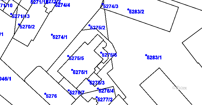 Parcela st. 5275/6 v KÚ Liberec, Katastrální mapa