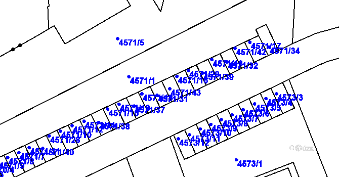 Parcela st. 4571/43 v KÚ Liberec, Katastrální mapa
