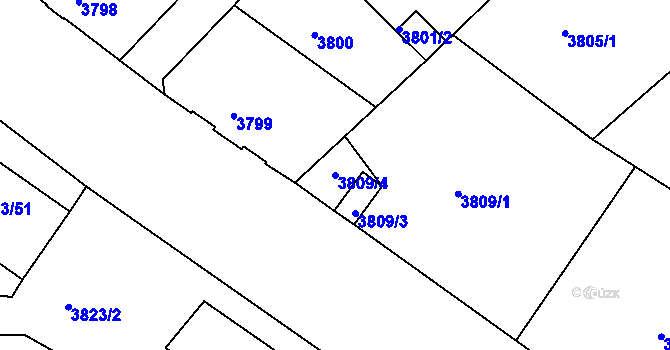 Parcela st. 3809/4 v KÚ Liberec, Katastrální mapa