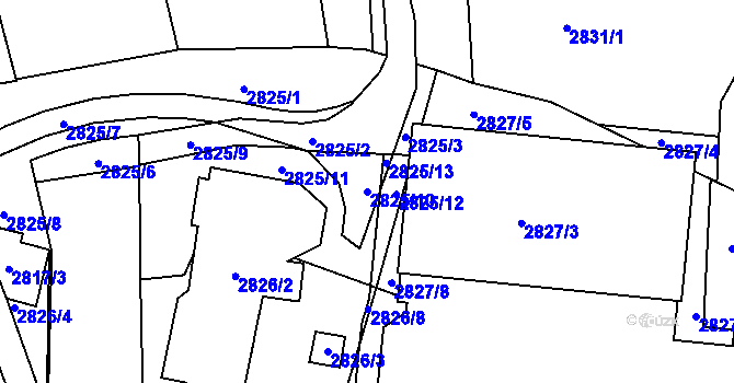 Parcela st. 2825/10 v KÚ Liberec, Katastrální mapa