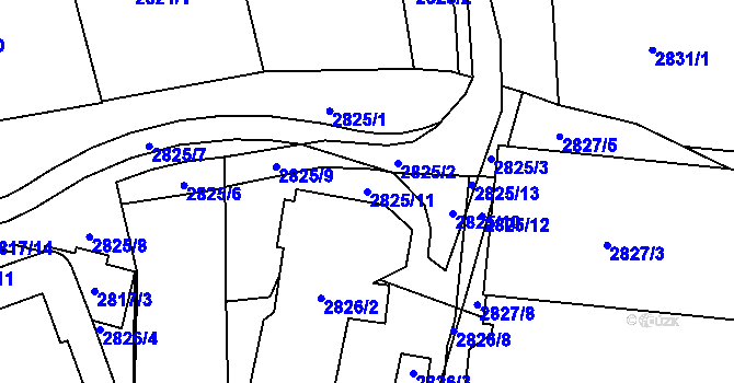 Parcela st. 2825/11 v KÚ Liberec, Katastrální mapa