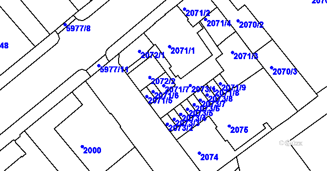 Parcela st. 2071/7 v KÚ Liberec, Katastrální mapa