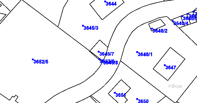 Parcela st. 3645/7 v KÚ Liberec, Katastrální mapa