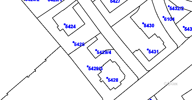 Parcela st. 5429/4 v KÚ Liberec, Katastrální mapa