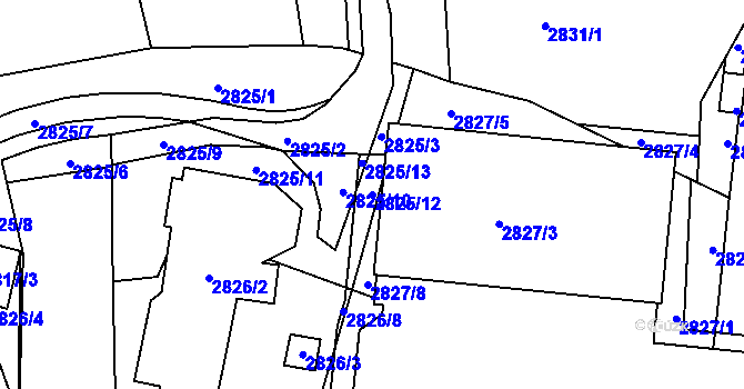Parcela st. 2825/12 v KÚ Liberec, Katastrální mapa