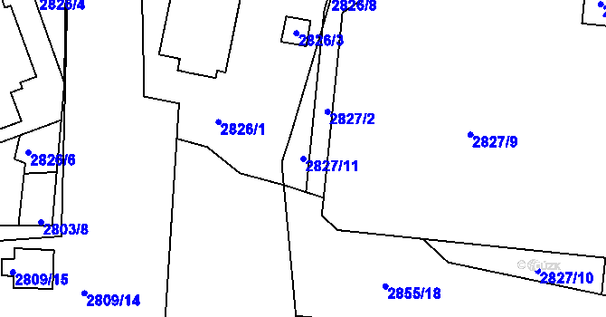 Parcela st. 2827/11 v KÚ Liberec, Katastrální mapa