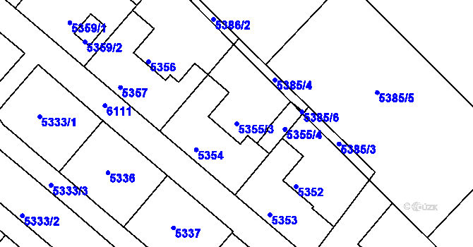 Parcela st. 5355/3 v KÚ Liberec, Katastrální mapa