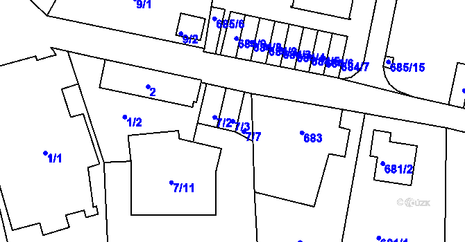 Parcela st. 7/3 v KÚ Ruprechtice, Katastrální mapa