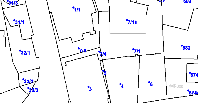 Parcela st. 7/4 v KÚ Ruprechtice, Katastrální mapa